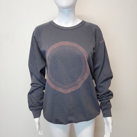 Wanderlust Oversized Graphic Sweatshirt Size S Grey Organic Cotton Distressed - Picture 1 of 13